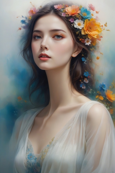  Oil painting, a girl wearing gauze, pure white skin, exposed body, shape, close-up, floral background, fashion, minimalism, extremely detailed, absurd, (color), abstract background, fractal, (flower) exquisite visual effects, outdoor, grassland, fog, exquisite visual effects, super bright, colorful background, high-definition, artistic calligraphy and ink, abstract, colorful colors, beauty, color clarity, mystery, oil painting, soft colors, art, amazing depth, super details, masterpieces of engineering leaders, strategic planning, rich and colorful, peaceful visual effects, art's super details, texture and best quality, masterpieces, super details, perfect composition, best image Quality, super-resolution, surrealism, dreamlike realism, dreamlike creation, terrifying color schemes, surrealism, abstraction, psychedelic, (8k, RAW photo, best quality, masterpiece: 1.2), (realistic, photo fidelity: 1.37), 4k texture, HDR, complex, highly detailed, clear focus, soothing tones, maze details, crazy details, complex details, HDR, monkren, arien_hanfu