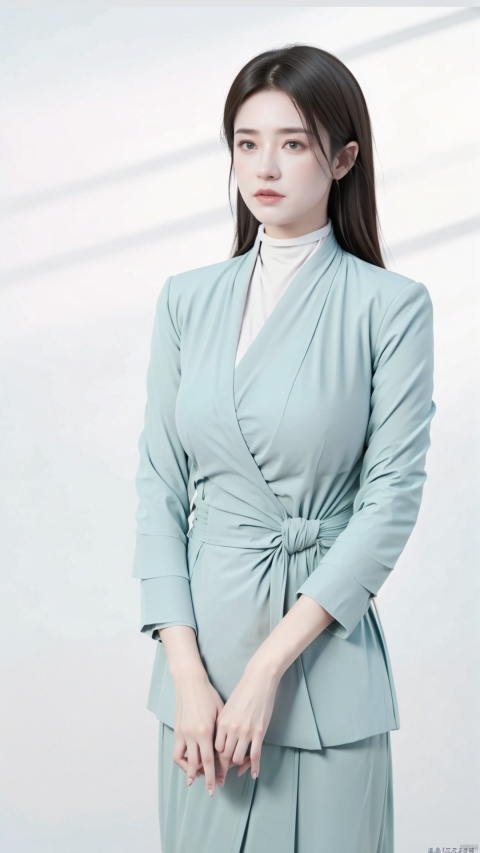  (best quality, masterpiece, ultra high resolution), liuyifei,1girl,(big breasts:1.59),(pink clothes:1.3), blue uniform