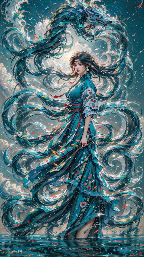  (Heading up) (Positive Light) Female Focus, Lightness Skill, Imperial Sword (Straight Sword) (Giant Phoenix Projection)
Red lips, bangs, earrings, kimono, Chinese cardigan, print, tassels
Cloud and mist whirlwind, shrouded in clouds and mist, ethereal aura drifting, Chinese architecture, Taoist runes, Daofa Rune, sdmai
