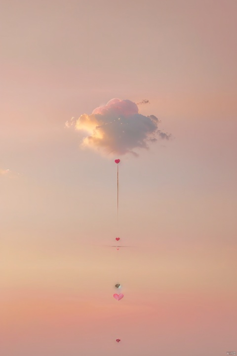  sky,Heart shape pink cloud,BREAK,stars ,Master, photography, artwork, minimalist style, Morandi color system