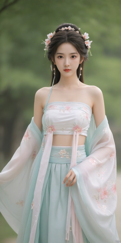  arien_hanfu,1girl,(Masterpiece:1.2), best quality, arien_hanfu,1girl, (spring,flower:1.3), looking_at_viewer,(big breasts:1.66), (plump breasts:1.6),(Tube top Hanfu:1.2),hand101,full body