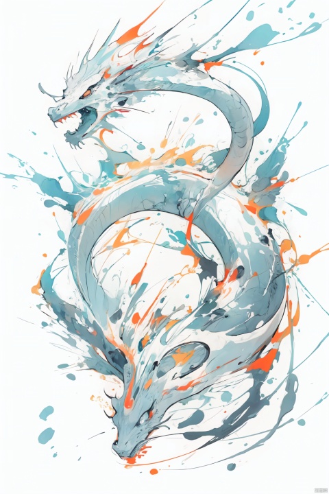  Chinese_zodiac, dragon,,Chinese zodiac, simple drawing, One stroke of painting, a line art, black lines, white background