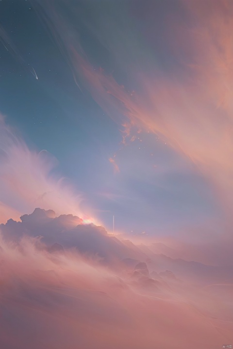  sky,pink cloud,BREAK,stars ,Master, photography, artwork, minimalist style, Morandi color system