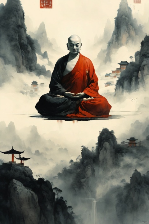  Chinese landscape, Oriental Monk, zen, by Stephen Gammell, by Alessandro Gottardo
