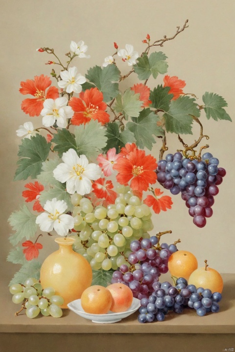  flower,grapes,fruit