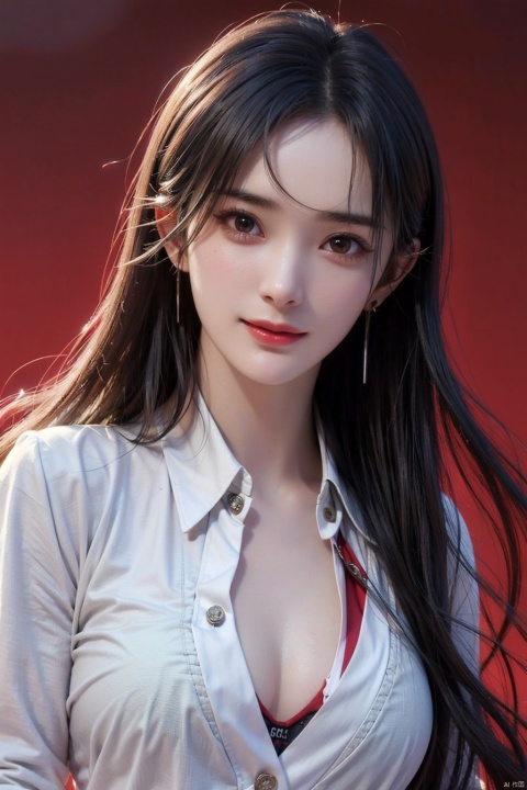  mimi,masterpiece,ultra quality,realistic,photo,1 girl,beautiful young (((boxer))),smile,detailed face,shiny skin,black straight hair,torn,(upper body),((unbuttoned clothes)),looking at viewer with sharp eyes,red glowing earrings,dynamic angle,(multicolored),1 girl,mimi,