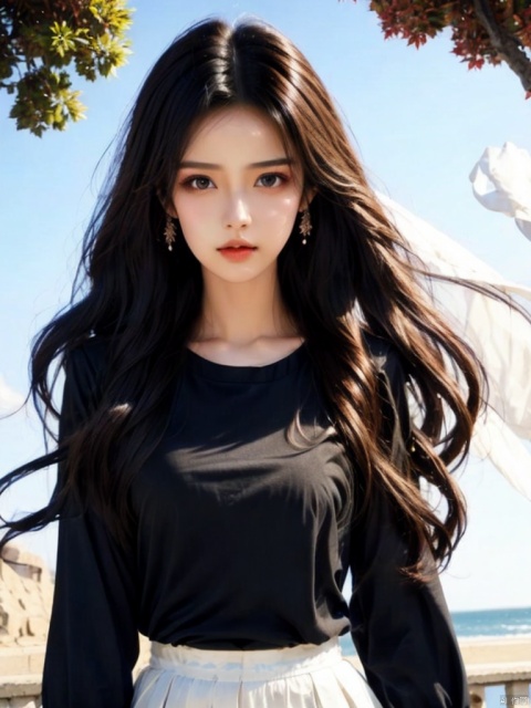 HS-S,

(Best quality, masterpiece: 1.1), ultra-detailed, (realistic, photorealistic: 1.2), 1 girl, with beautiful long hair flowing in the wind, black hair soft and shiny, dancing with the wind, flowing Long hair, natural curly hair, black shirt, simple and classic style, highlighting the girl's maturity and stability, loose tailoring, comfortable and casual, buttons of the shirt, carefully designed details, fluttering in the wind, swaying slightly in the wind , dynamic pictures, natural and vivid, exquisite facial expressions, deep and charming eyes, and the overall atmosphere is full of elegance and romance. Artistic creation, high resolution, and the most beautiful details. solo,

, HS-JX, ,HS-F, HS-NV1