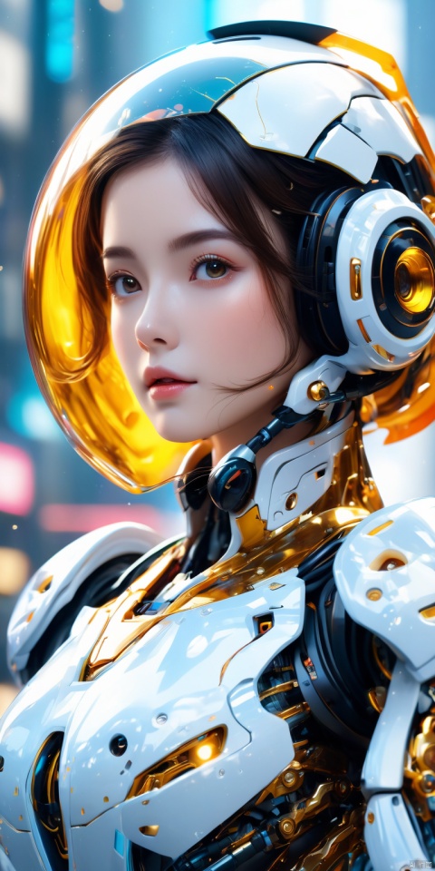  (((Cute girl's face, mechanical body))), cyberpunk mecha, (panda helmet), bright eyes, space background, detailed characterization, master level, mecha reflection, advanced rendering, sharp, The mecha is integrated with the body, clear bones, blood flow, exquisite facial features, colorful transparent infusion hose, ((Masterpiece)), illustration, best quality, very detailed CG unified 8k wallpaper, a very delicate and beautiful, game_cg, ((upper body)), cinematic lighting, hyper-realistic, (realistic style), solo, ultra-detailed, (telephoto lens)