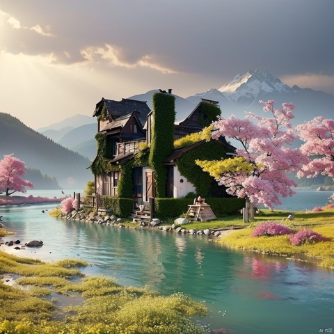  Technology Park ghibli style,((spring:1.3) ,sunrise,mountains and a wooden village on river, (Freesia flowers on foreground), sunrays, lens flare, 4k highly detailed digital art, 8k hd wallpaper very detailed, impressive fantasy landscape, sci-fi fantasy desktop wallpaper, 4k detailed digital art, sci-fi fantasy wallpaper, epic dreamlike fantasy landscape, 4k hd matte digital painting, 8k stunning artwork,Realistic, realism, hd, 35mm photograph, 8k, dusty atmospheric haze, (natural colors, correct white balance, color correction, dehaze,clarity), realistic, detailed, balanced, by Trey Ratcliff, Klaus Herrmann, Serge Ramelli, Jimmy McIntyre, Elia Locardi,Realistic, realism, hd, 35mm photograph, 8k), masterpiece, award winning photography, natural light, perfect composition, high detail, hyper realistic