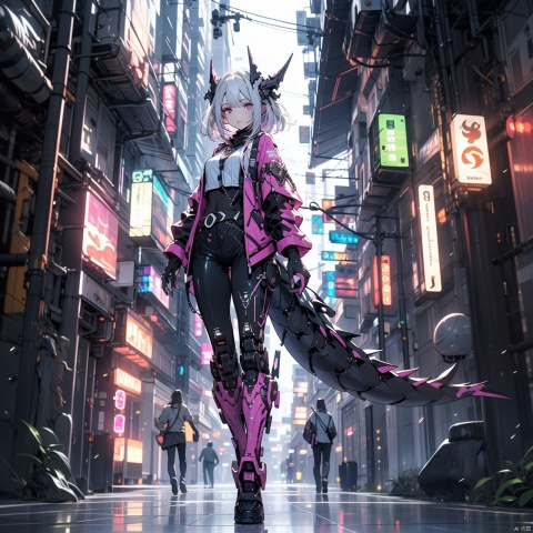  masterpiece,best quality,8k,insane details,intricate details,hyperdetailed,hyper quality,high detail,ultra detailed,
mechanical prosthesis,mecha coverage,emerging dark purple across with white hair,fluorescent purple,cool movement,rose red eyes,beatiful detailed cyberpunk city,hd semirealistic anime cg concept art digital painting,vortex,machinery,Dragon ear,laser,Cyberworld,Future city,midjourney,Future city
