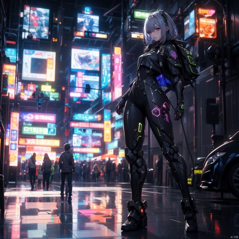  masterpiece,best quality,8k,insane details,intricate details,hyperdetailed,hyper quality,high detail,ultra detailed,
mechanical prosthesis,mecha coverage,emerging dark purple across with white hair,fluorescent purple,cool movement,rose red eyes,beatiful detailed cyberpunk city,hd semirealistic anime cg concept art digital painting,vortex,machinery,Dragon ear,laser,Cyberworld,Future city,midjourney,Future city