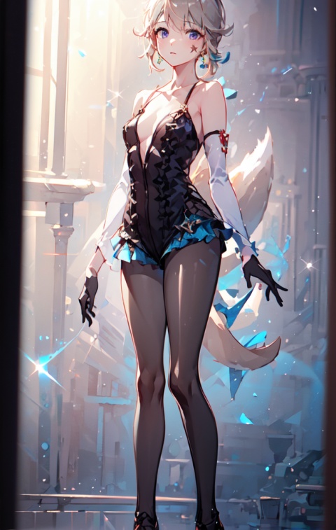  1girl, yae miko, full body, Stand naked, naked, sexy, band With a sweet smil,bare shoulders,hair between eyes,bangs,hair ornament,blurry,jewelry,animal ears,fox ears,earrings,((black stockings)),((masterpiece, best quality)), mixes realistic and fantastical elements, vibrant manga, uhd image, glassy translucence, (best quality,) ((8k,cg,)) first person perspective,full_body,(high_quality)