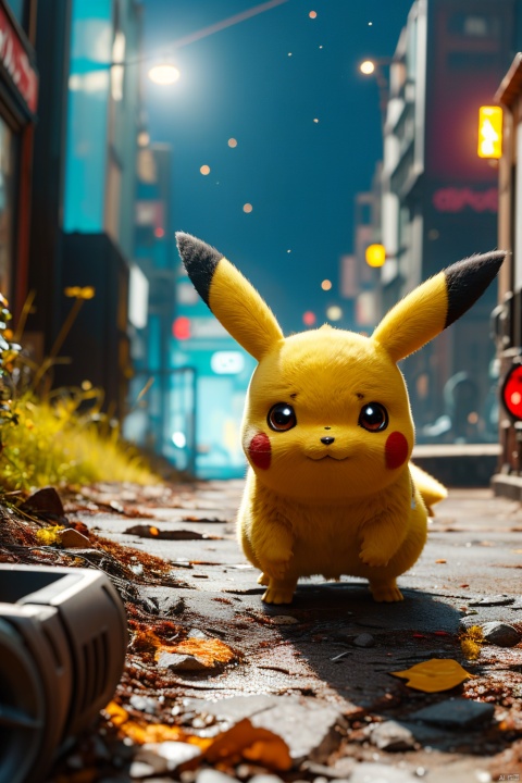  no humans,（Pikachu）, cityscape,cyberpunk 2077,low angle, , Detail,Realistic images, realistic graphics, 8k,dynamic pose,,night sky,sense of technology, technology,

Exaggerated surprise,
