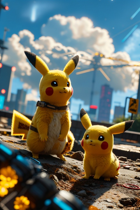  no humans,（Pikachu）, cityscape,cyberpunk 2077,low angle, , Detail,Realistic images, realistic graphics, 8k,dynamic pose,,night sky,sense of technology, technology,
Clouds
Exaggerated surprise,
