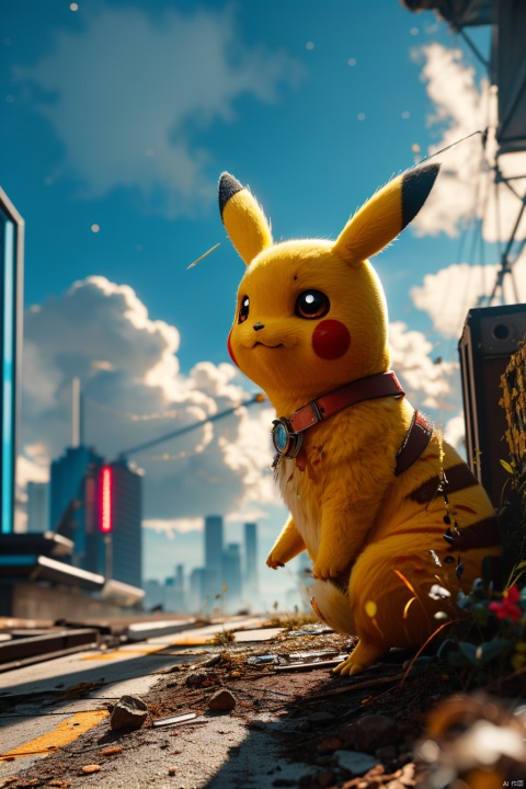  no humans,（Pikachu）, cityscape,cyberpunk 2077,low angle, , Detail,Realistic images, realistic graphics, 8k,dynamic pose,,night sky,sense of technology, technology,
Clouds
Exaggerated surprise,
