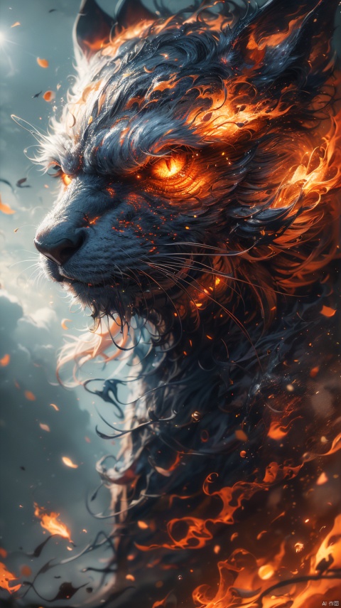  Angry [Subject] wallpaper, in the style of aggressive digital illustration, anamorphic lens flare, caras ionut, expressive strokes, dark & explosive, close-up, huoshen,zhurongshi, yinghuo,burning
