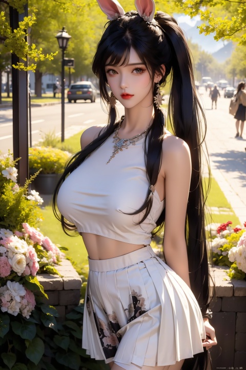 masterpiece, 1girl ((newspaper background)), black hair,Double horsetail, blush, looking at viewers, happy, whole body,(Bikini),twintails,twin tails,Pleated skirt,white short skirt,black short skirt,jewelry, (studio light), soft light, official art, beautiful and aesthetic:1.2), extreme detailed, (joshua middleton comic cover art:1.1), (1girl:1.4), (concretism:1.2), (hypermaximalistic:1.5), highest detailed, huliya, (Action painting:1.2), Ray tracing, best quality, best quality,huliya,fox