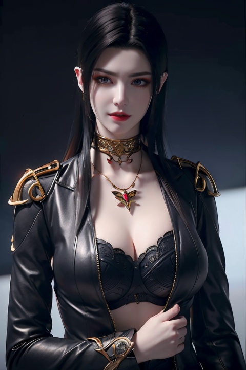  Girl, suit, pretty face, (photo realistic: 1.3) , Edge lighting, (high-detail skin: 1.2) , 8K ultra-hd, DSLR, high quality, high resolution, 8K, best ratio four fingers and one thumb, (photo realistic: 1.3) , wearing a black suit jacket, large breasts