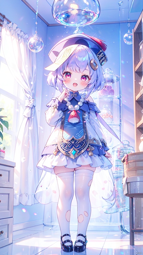  qiqi_(genshin_impact),jiangshi,1girl,petite child(1.5),aged down,extremely delicate and beautiful girls,narrow waist,((very small breasts)),Glowing skin,Delicate cute face,blush sticker,blush,ofuda,qing_guanmao,bead_necklace,fine fabric emphasis,ornate clothes,off shoulder,((sabotaged clothes,torn clothes,broken clothes,torn shirt)),red eyes,beautiful detailed eyes,Glowing eyes,((purple hair)),((Short hair,coin hair ornament)),Glowing hair,Extremely delicate hair,Thin leg,white thighhighs,torn thighhighs,Slender fingers,steepled fingers,(beautiful detailed hands),((hand up,v arms)),ahegao(expression),smile,open mouth,tongue out,licking lips,drooling,fangs out,big fangs,puffy cheeks,beautiful detailed mouth,looking at viewer,garlic(ornament),bathroom,pool,hyper realistic,magic,8k,incredible quality,best quality,masterpiece,highly detailed,extremely detailed CG,cinematic lighting,backlighting,full body,high definition,detail enhancement,(perfect hands, perfect anatomy),8k_wallpaper,extreme, shuiwa