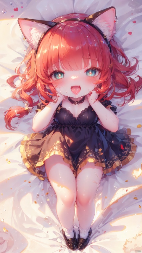 from above,fiery background,annie (league of legends),Little girl(1.5),aged down,beautiful detailed girl,narrow waist,(very small breasts),Spray flames outwards from the entire body,Delicate cute face,choker,teddy bear,randoseru,(nude),red eyes,beautiful detailed eyes,Glowing eyes,((half-closed eyes,heart-shaped pupils)),((red hair)),((hair spread out,cat ear hairband)),hair over shoulder,glowing hair,Extremely delicate hair,Thin leg,bobby socks,Slender fingers,steepled fingers,red nails,((lying on bed,separated legs,hand on own face)),ahegao(expression),smile,open mouth,tongue out,licking lips,drooling,fangs out,big fangs,puffy cheeks,beautiful detailed mouth,looking up at viewer,semen in the mouth,semen on the hair,semen on the face,too many semen on the breasts,too many semen dripping from the body,blood on between legs,wet and messy,sweat,semen(ornament),medicine bottle,syringe,hyper realistic,magic,8k,incredible quality,best quality,masterpiece,highly detailed,extremely detailed CG,cinematic lighting,backlighting,full body,high definition,detail enhancement,(perfect hands, perfect anatomy),8k_wallpaper,extreme details,colorful