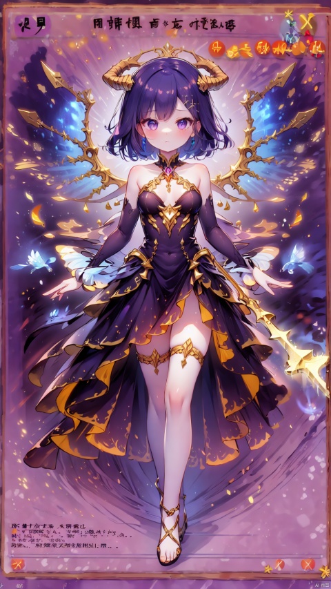  Card background,vignette tsukinose april,demon girl,1girl,solo,beautiful detailed girl,Glowing Halo on head,demon wings,demon tail,demon costume,fine fabric emphasis,ornate clothes,Glowing clothes,narrow waist,very small breasts,Glowing skin,Delicate cute face,Purple eyes,beautiful detailed eyes,half-closed eyes,((Purple blue hair)),((short hair,x hair ornament)),Glowing hair,Extremely delicate hair,Thin leg,white thighhighs,((beautiful detailed hands)),Slender fingers,pink nails,(standing,hold Poseidon Trident,licking hand), naughty_face(expression),:3,Glowing feather(ornament),church,Marble Pillar,hyper realistic,magic,8k,incredible quality,best quality,masterpiece,highly detailed,extremely detailed CG,cinematic lighting,backlighting,full body,high definition,detail enhancement,(perfect hands, perfect anatomy),detail enhancement,