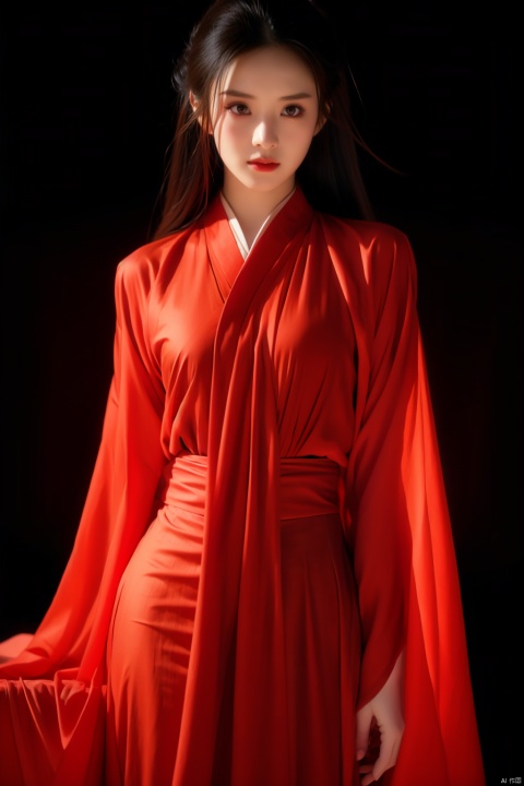 High detailed, masterpiece, A girl, Half-body close-up, solo, female focus：1.35, Tears in the eyes, [Shed tears], widow's peak, Long hair drifting away：1.5, Red, Hanfu|kimono）, /, Suspended red silk：1.35, BREAK, fine gloss, full length shot, Oil painting texture, (Black Background: 1.3), bow-shaped hair, 3D, ray tracing, reflection light, anaglyph, motion blur, cinematic lighting, motion lines, Depth of field, ray tracing, sparkle, vignetting, UHD, 8K, best quality, textured skin, 1080P, ccurate, 1girl
