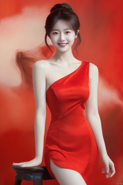  guangzy, 1girl, solo, red theme,best quality, ultra-detailed, masterpiece, finely detail, highres, 8k wallpaper,smile,