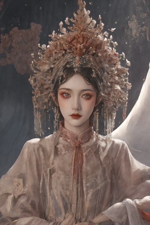 (masterpiece, top quality, best quality),horror (theme),
masterpiece,(masterpiece, top quality, best quality, ((no humans)), scenery, red theme, night,red and gold dress,qzfuling,Ghost Wedding, (Red Wedding Garment),The body is controlled by the puppet string,(masterpiece:1,2), best quality,Pure black eyes, empty eyes
masterpiece, highresoriginal,extremelydetailed wallpaper,perfect
lighting,(extremely detailed CG:1.2),drawing, Put on her own makeuppaintbrush,girl,Puppet show,(Silk control girl:1.2),hand101