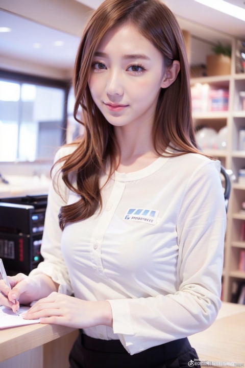  A white-collar worker works in a company, . 16 years old, White shirt,shy
small chest,1girl,female_solo
