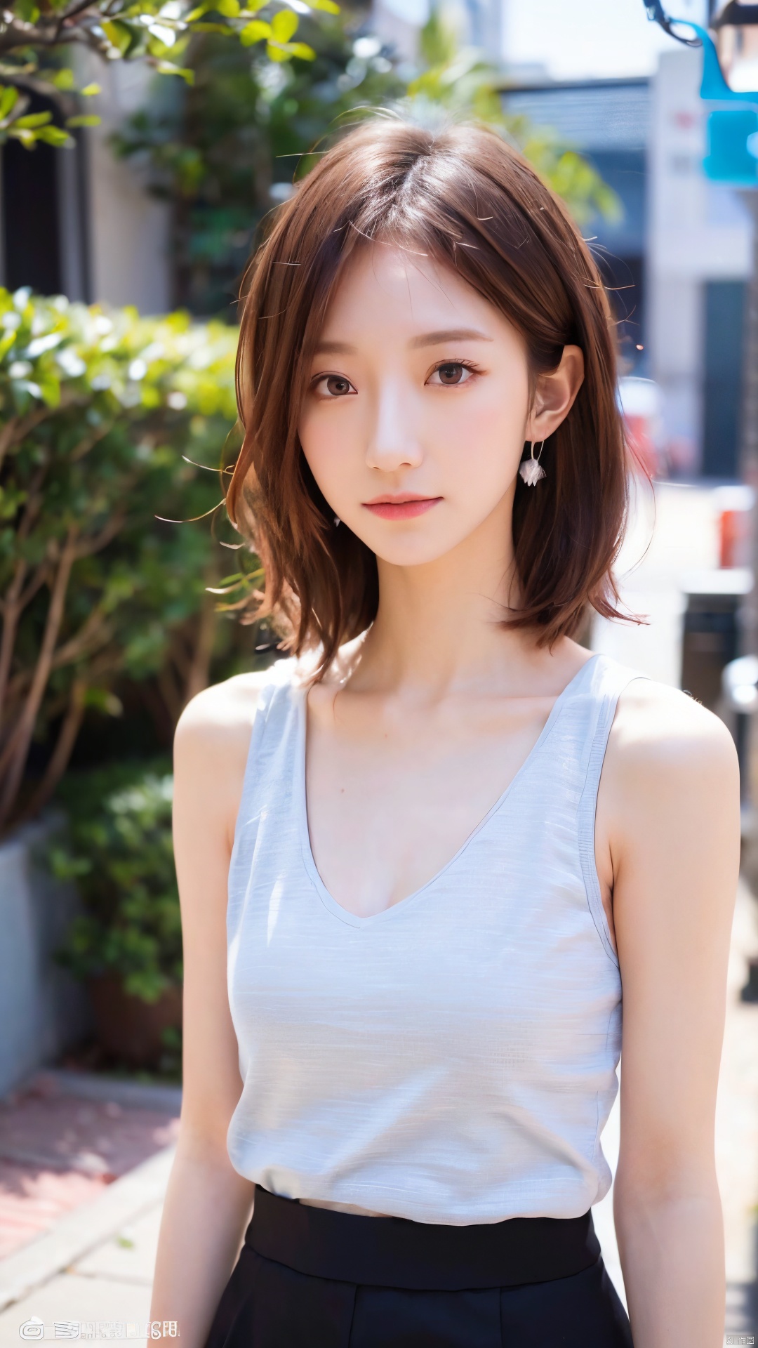  ((((masterpiece, best quality, high resolution)))), Extremely detailed 8K, Beautiful girl with slender body, (Ultra HD, Ultra-detailed, Highly detailed, Highly realistic, Ultra-realistic, photograph realistic), (1girl:1.5), (Realistic dark hair), short wavy hair, bob cut, (dynamic poses), facing at camera, , (beautiful detailed face, beautiful detailed eyes), wide hips, , earrings, (white **** top, thin material), cleavage, glow, sweat, (sunbeam, sunlight),Small chest, Light colored mini skirt
shy,pure
