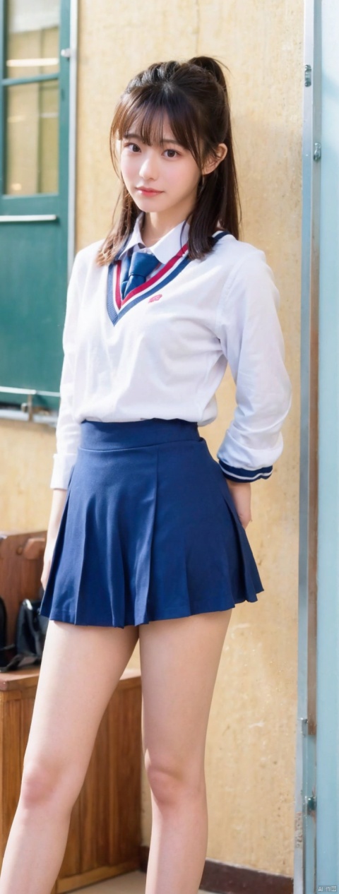  1girl,8k,,,long legs, ,
small chest,,
thigh focus, ,shy,wrist scrunchie,
serving,school uniform,