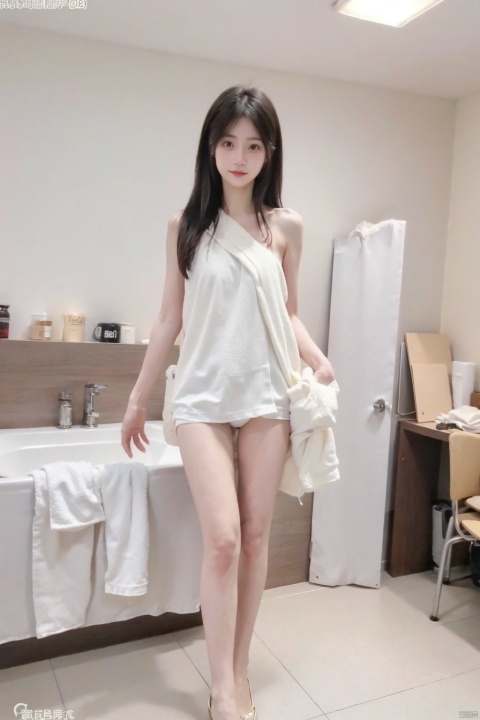  1girl,8k,,,long legs, bath towel,
bare shoulders,Monitoring Room,
