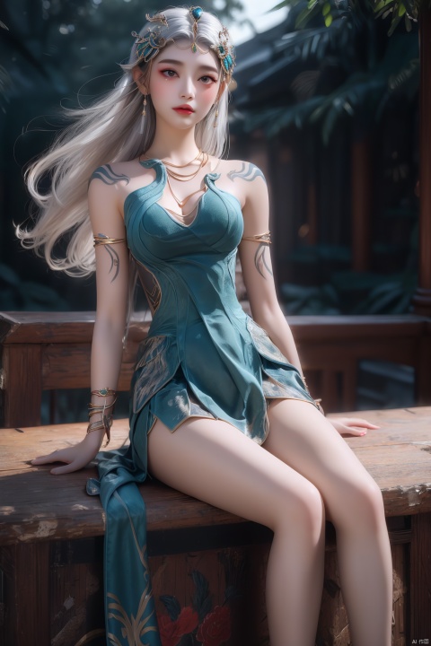  1girl,cowboy shot,magical abstraction, (magical glow:1.4), white wavy hair, (delicate and beautiful oriental face), perky breasts, (upper thighs shot:1.3), cloudy night, (fantasy style, 8K, masterpiece, best quality:1.15), 
(intricate details:0.9), (hdr, hyperdetailed:1.2),Fantasy,magiccircle,glowing sword,sword inthecenter,(floating in sky:1.2),long hair,headwear,(sitting,),((dress,skirt)),, (chinese_clothes), ((tattoo)), (jewelry), (bracelet),((full body,whole body)),, (medium breasts),((hair_ornament)),(cleavage:0.797), ((looking_at_viewer)),