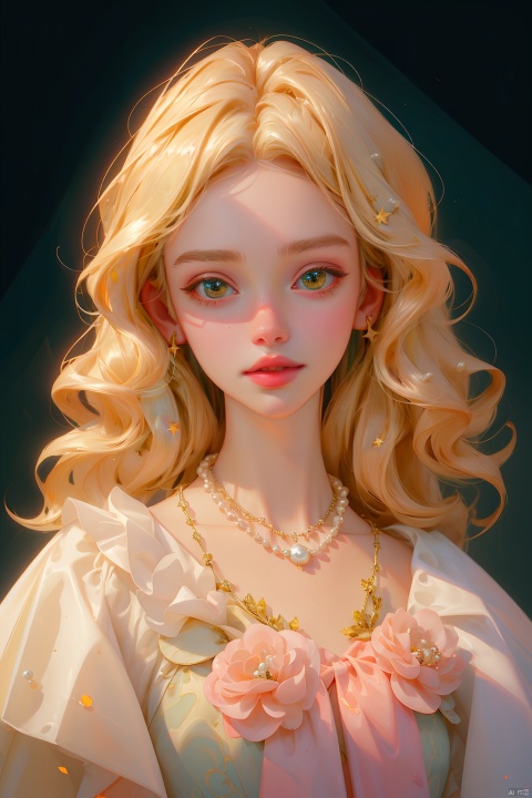  quality, 8K, extremely complex details, 1girl, lolita, Light hair,looking_at_viewer,  full_shot, necklace, pearls andjewels, angel