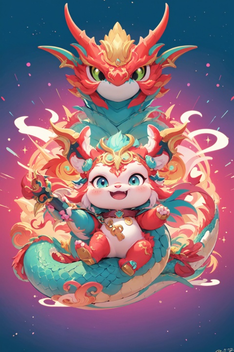  Colorful, cute pets, illustrations cartoon cute art style, body, helmet, (masterpiece) , original, rich details, extremely exquisite, colorful theme, 3D stele, Dragon Claw, snake, colorful background