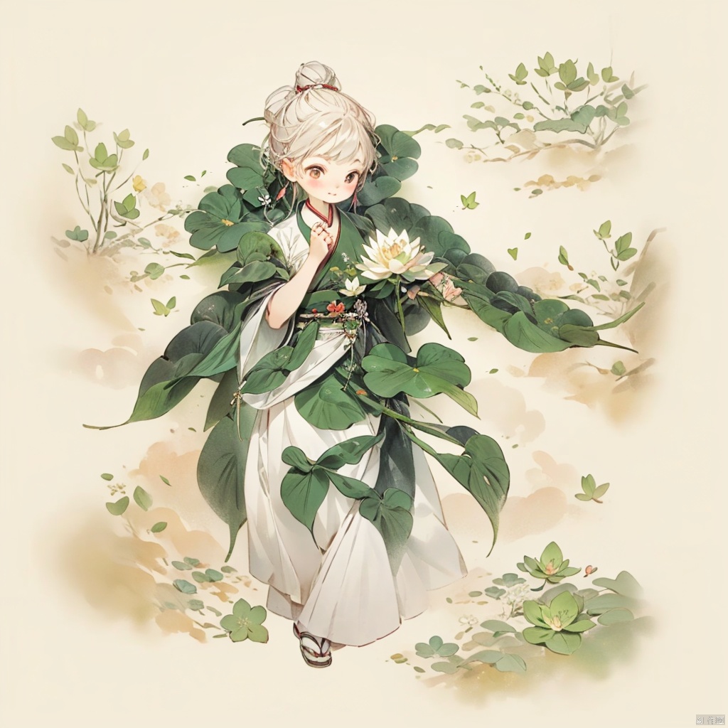 Anime girl in her hand a butterfly and her hand a flower, Yang J, beautiful anime art, by Ye Xin, palace, a girl in Hanfu, a beautiful art illustration, Chen Lin, Pu Hua, beautiful anime art, by Zhou Fang, Beautiful figure painting, Li Song, anime illustration, lotus, lotus leaf, lotus leaf, lotus leaf