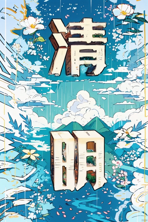  masterpiece,super detailed,super rich,3D,Early spring,Rain, flowers, meadows, rivers, woods, bamboo, flowers, flying petals and green leaves, rich background, mountains, blue sky and white clouds, waterfalls, rivers, blue sky, white clouds, flowers, 8k, mw_pixels