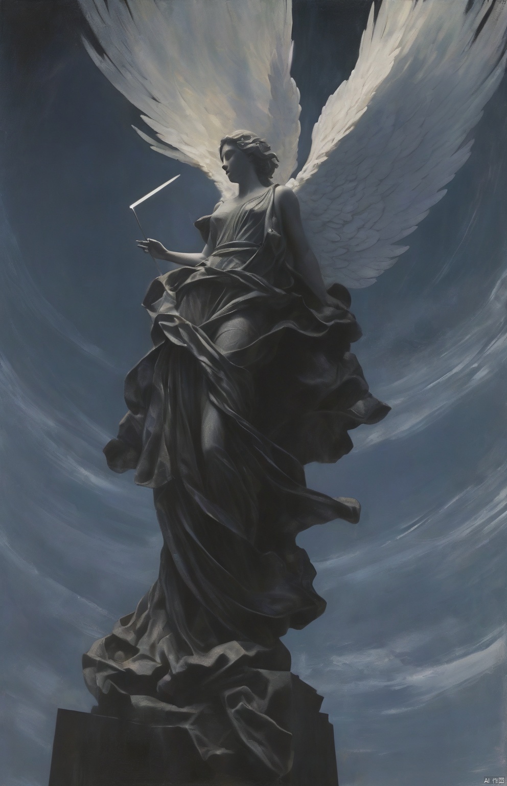  (Floating, colossal, futuristic angel in the sky:1.4),awe-inspiring and serene, in the style of Stuart Lippincott:2, with detailed composition and subtle geometric elements,This sanctuary-like atmosphere features crisp clarity and soft Colorful tones,creating a sense of scale and tension against the grandness of the statue.
The piece incorporates flowing draperies, reminiscent of Shwedoff and Philip McKay's styles, in the style of atmospheric photograms, （Colorful fluorescence：1.4）,trompe-I'ceil
illusionistic detail, fleeting brushstrokes, aerial view,(The quality of the movie is Kodak film,dark theme:1.3), surrealism, asymmetry,Shadow gradient,Overlook,Sculpture,The best light,High contrast, European classicism,line art,ivan shshkin, blue_streaked_hair, ussrart