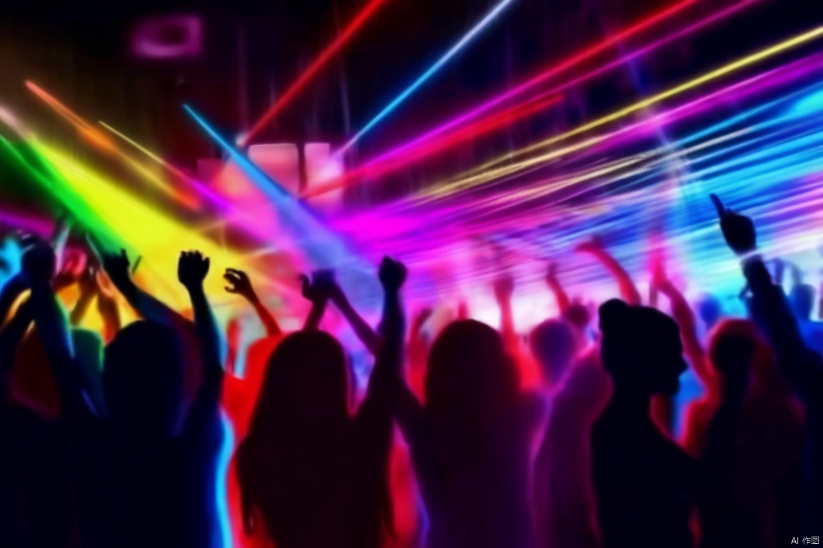 Dancing disco bar,（Bright） dancing crowd is not particularly dense, colorful lighting, 