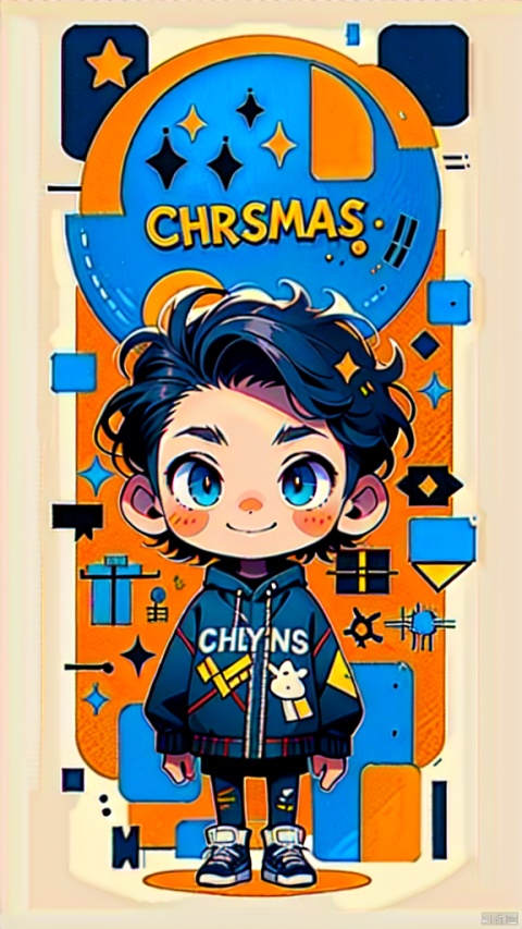  simple details,Christmas style,chibi,look at the viewer,undercut,Softly smiling,1man, midjourney