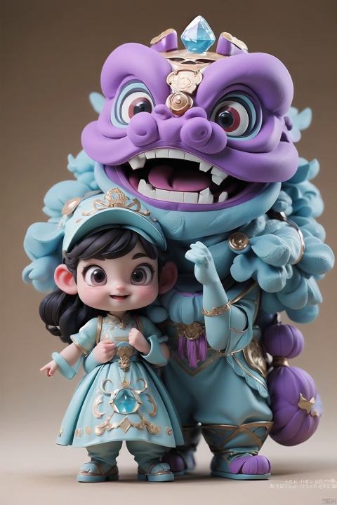  Masterpiece, Best Picture Quality, A Cute Boy and a Beautiful Girl, Embracing Couple in Couple Dress, Happy Expression, Crystal Texture, Exaggerated Actions, Facing the Audience, Eighth Degree Rendering, Blue Dress, Black Hair, Outdoor, Popular Supermarket, Full Body, Purple Hat, Simple Background