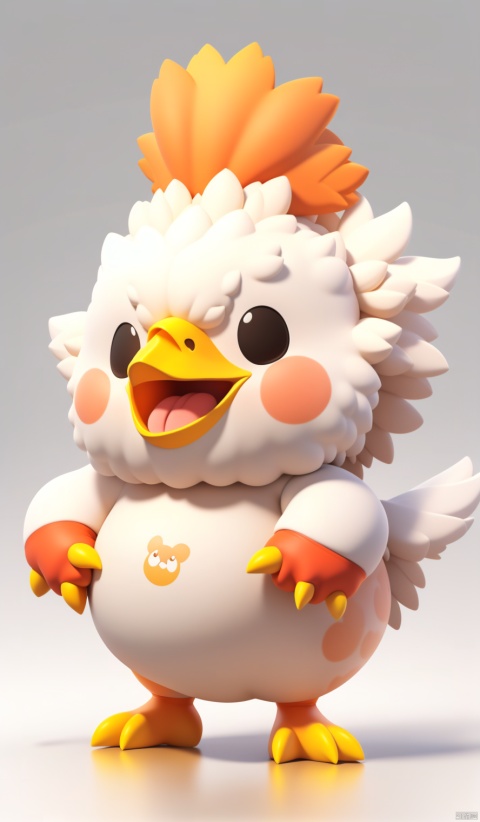 Chubby cute fluffy chicken belly, funny facial expression, exaggerated action, 3D character, white background, a bit fluffy, elongated shapes, cartoon style, minimalist - style original - chaos 12 - ar 3:4 - Stylized Original - Stylized 200, paopaoma