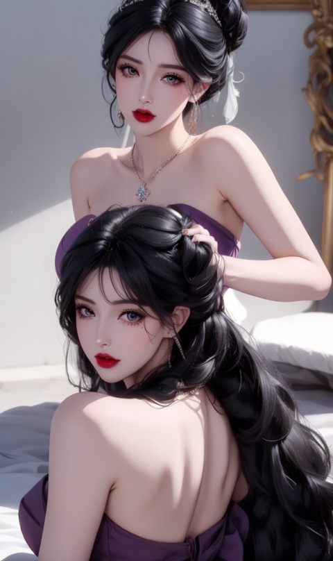night, full_moon, over the sea, one mature female, mature, female pervert, milf, milf, short hair, hair over shoulder, deep black hair, forehead, curly_hair, braided bun, hair ornament, naughty_face, ahegao, tongue out, tongue, open mouth, lipstick, heart in eye, mole under eye, rolling eyes, purple eyeshadow, red eyes, huge breasts, oversized buttocks,
high heels, hair_ornament, back to camera, on_stomach, top-down_bottom-up, bent_over, arched_back, turning around, head tilt, masterpiece, best quality, adjusting hair, tying hair, bathing, against wall, eye_contact, hairy_pussy, nipples, areolae, puffy_nipples, breasts out, huge breasts, puffy_nipples, pubic_hair, pubic_hair, black pantyhose, asta, tutult, meidusha, , 1girl, 唯美, ,唯美,Pallor
whiten teeth,sticking out one's tongue,