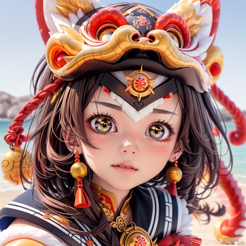 Sailor Moon, Mizuki, Spring Festival costume, festive color scheme, Year of the Dragon elements, portrait, photo shoot.close-up,look at the viewer, (\shi shi ru yi\)