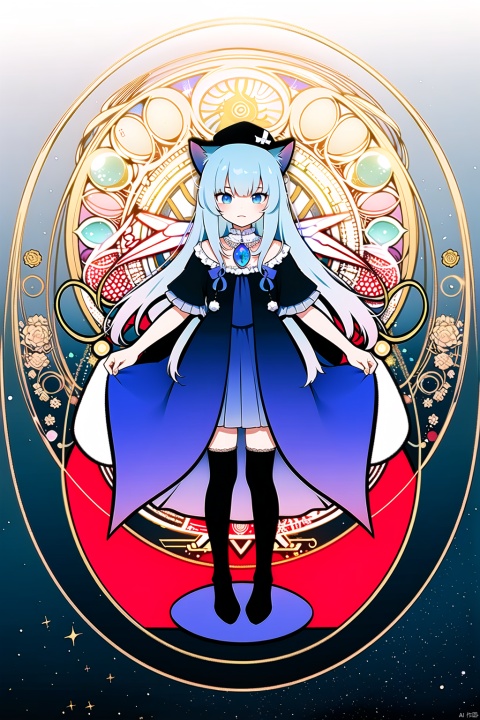  (flat color,limited palette,low contrast:1.2),(magic circle:1.2),Gorgeous,Elegant,Bohemian style,1girl,loli,((catgirl)),Magician,Warlock,(Staff), lace Magic Robe,(Sapphire Necklace),White Hair,very long hair,blue eyes,Wizard Hat,(Raven),Forest Mountain Background,looking at viewer,\nmasterpiece,best quality,high quality,highres,absurdres,printing,eyesseye
