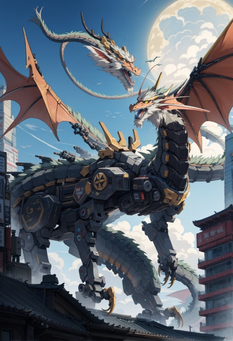  a mecha dragon,8k, High quality, high quality, glowing body, mechanical joint, orange led light, high detailed mecha, high-precision mecha, mecha, exoskeleton mechanical armor, mecha dragon, horns, growing joint, dragon, eastern dragon, jet device, high detailed, HD, black joint