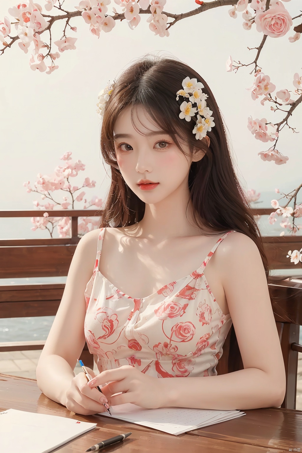  (masterpiece, best quality:1.2),(1girl:1.5),aged vintage paper,
a red pattern with white swirls ,Pencil Draw, jujingyi, 1girl, Pencil Draw, flower, (\meng ze\),bubble