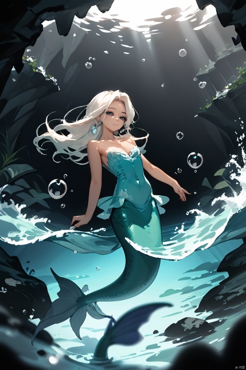 (score_9,score_8_up,score_7_up),
good structure,Good composition,good atomy,clear,original,fantasy,stunning photo with delicate details,8k,line art,line style,(beautiful mermaid solo floating on water, caves in deep water with bubble,in the dark,less light,weak light,),, 