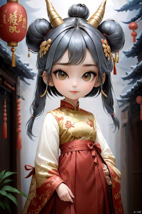  best quality
a girl , ( cut cat ears , two hands hold a red papercutting,a up set down福 on the papercutting , a red skite , white shoes , long hair , birds on she's head , big detialed eyes ,smell nose ,smell mouse , red face)
two dargens , (red body , gold horn , gold beard )
background,white , cool black Chinesehandwrite(龙年行大运)