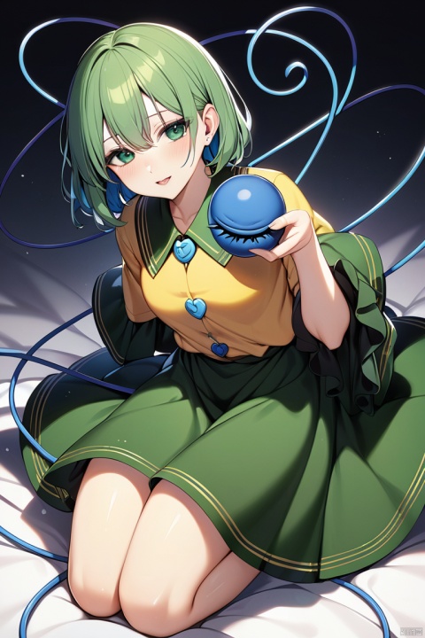  solo,masterpiece,best quality,
komeiji_koishi_touhou,koishi_touhou, komeiji_koishi_touhou, 1girl, long_sleeves, wide_sleeves, yellow_shirt, heart_of_string,green_skirt